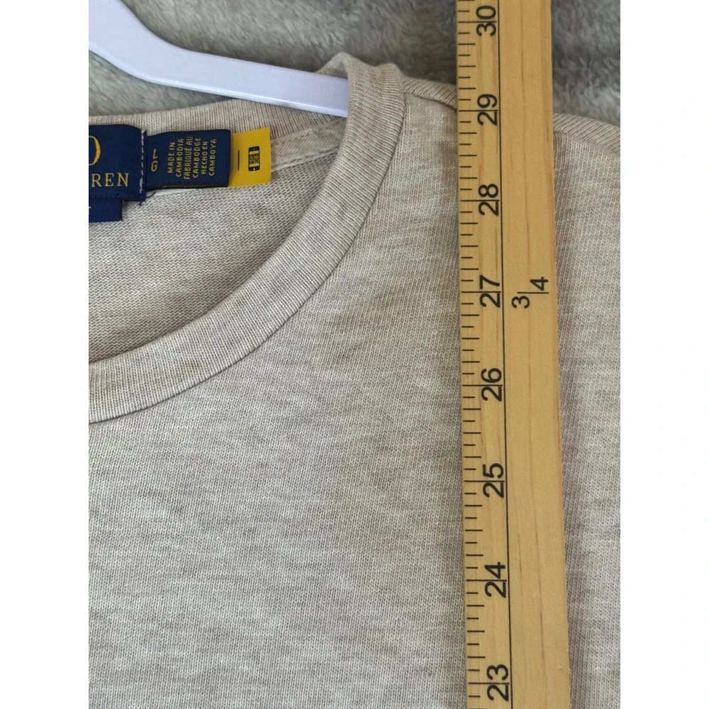 Polo Ralph Lauren Mens Classic Fit T-Shirt Oatmeal Heather Pony Logo Large